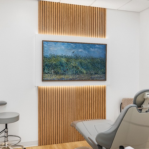 Tasteful art in treatment room at Landmark Dental Studio