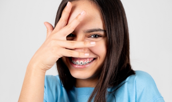 Happy teen girl with braces